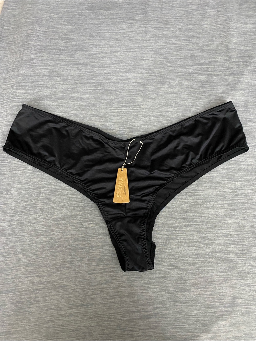 3/$30 SKIMS Black Satin-Look Bikini Panty
